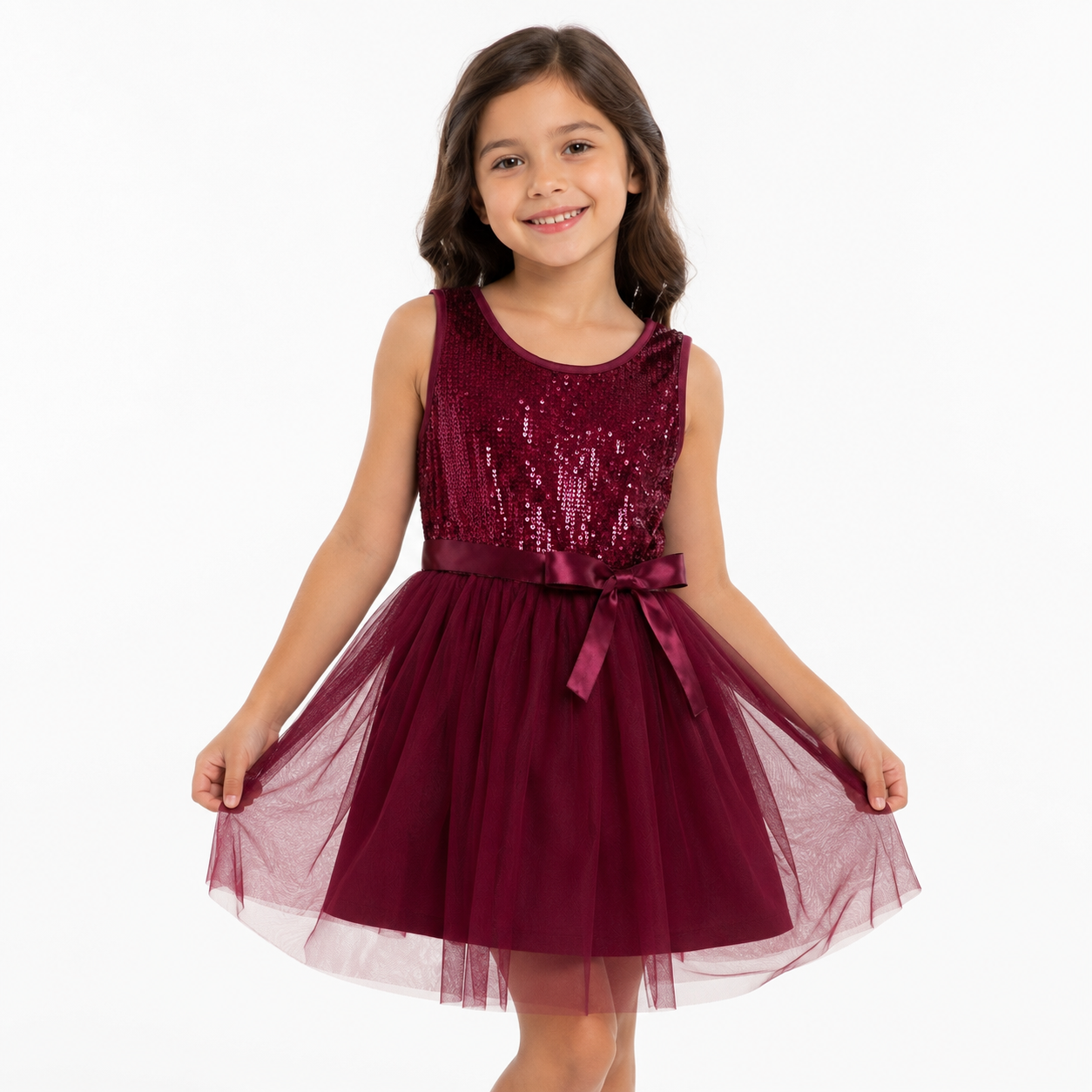 Lilt Girls Sleeveless Sparkly Tulle Dress Christmas Holiday Party Sparkly 