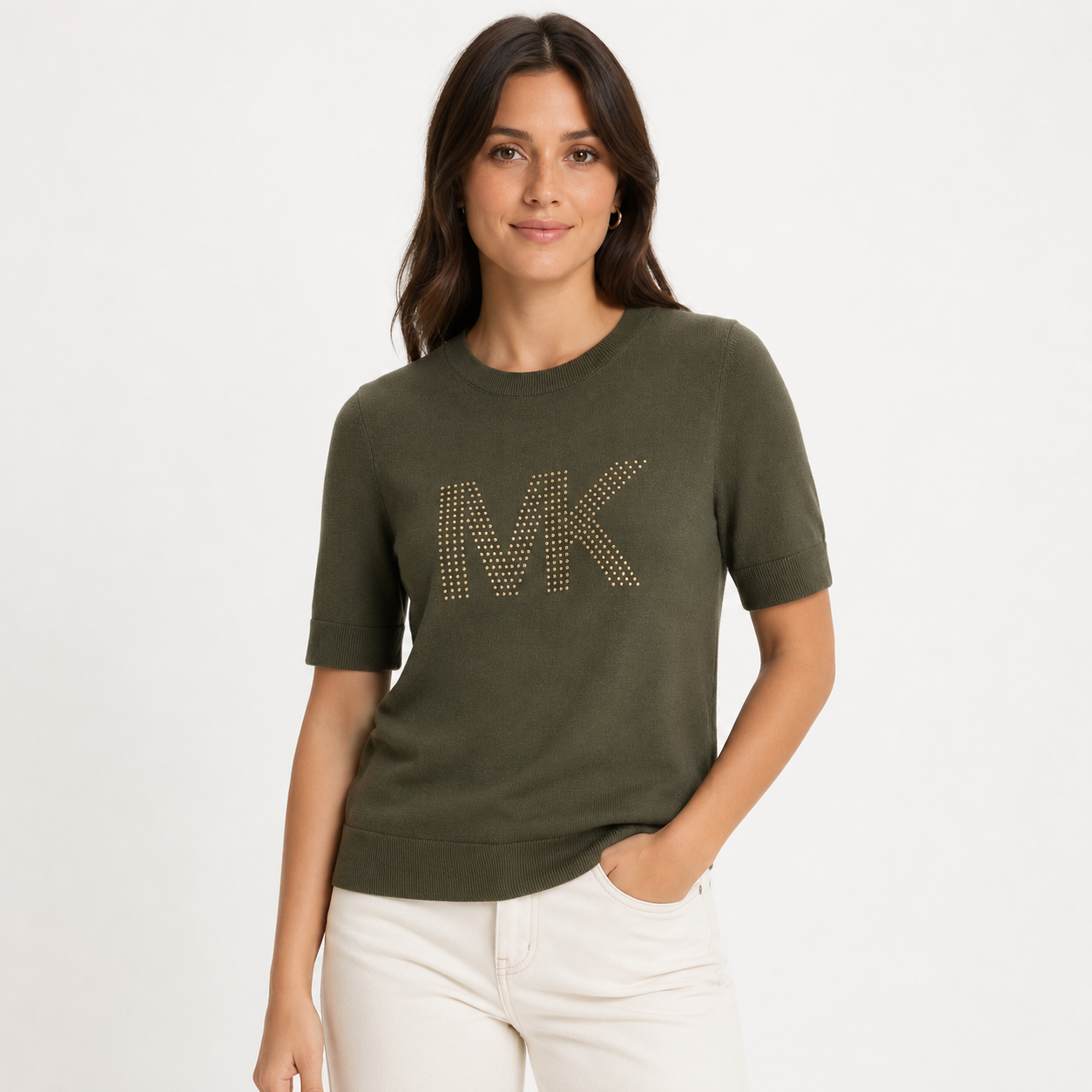 Michael Kors Womens MK Logo Short Sleeve T Shirt