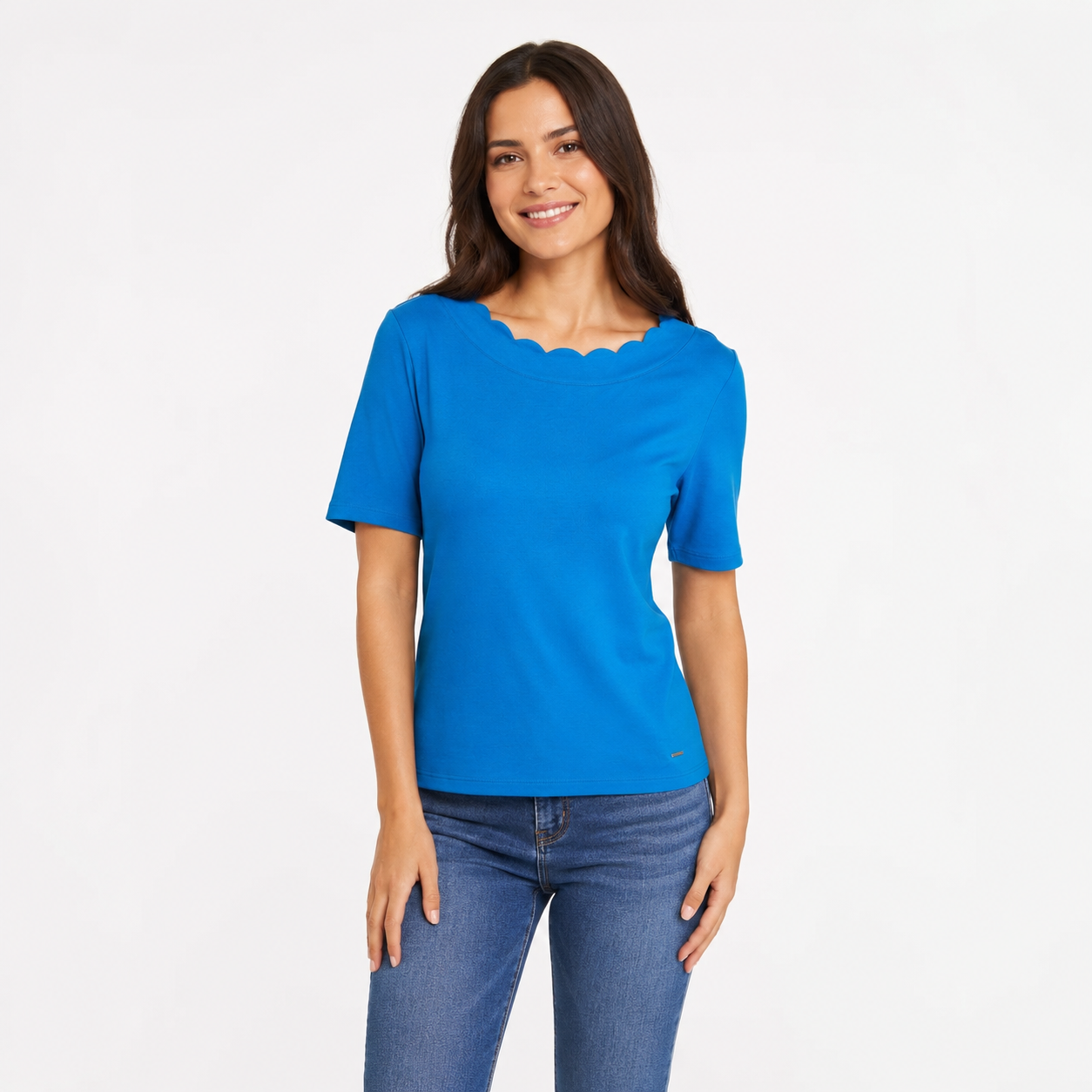Anne Klein Scallop Short Sleeve T-shirt