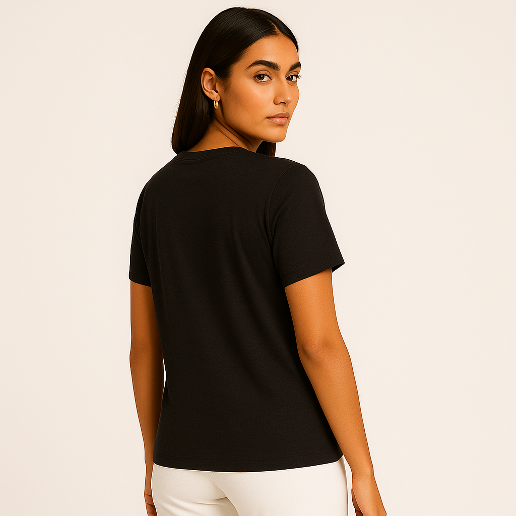 Michael Kors- Camiseta Top Mujer Michael Kors Negro, Logo Dorado