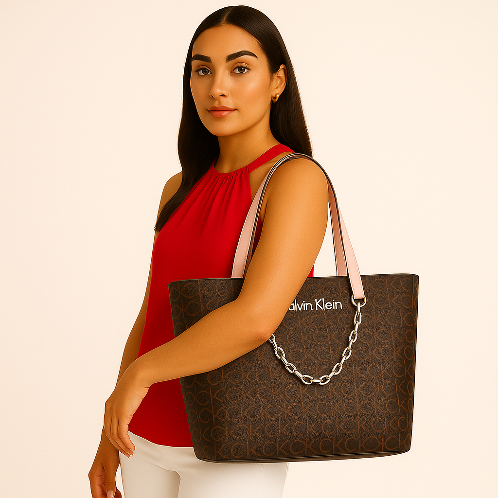 Calvin Klein Monogram Chainlink Tote Bag