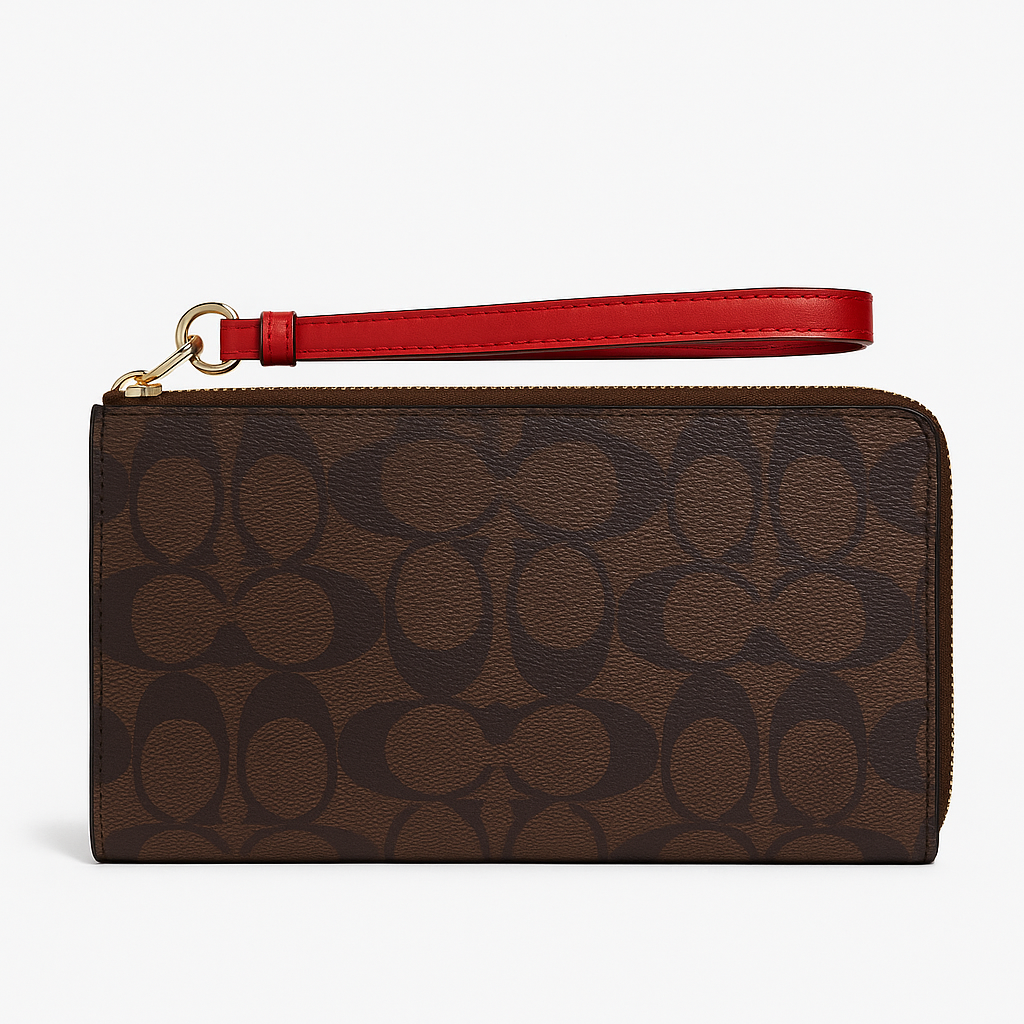 Coach Long Zip Around Wallet In Signature Canvas