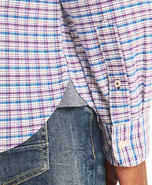 Nautica Men's Relaxed Fit Plaid Button-Down Oxford Shirt
