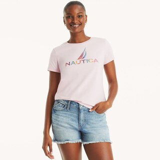 Náutica -metallic logo graphic t-shirt