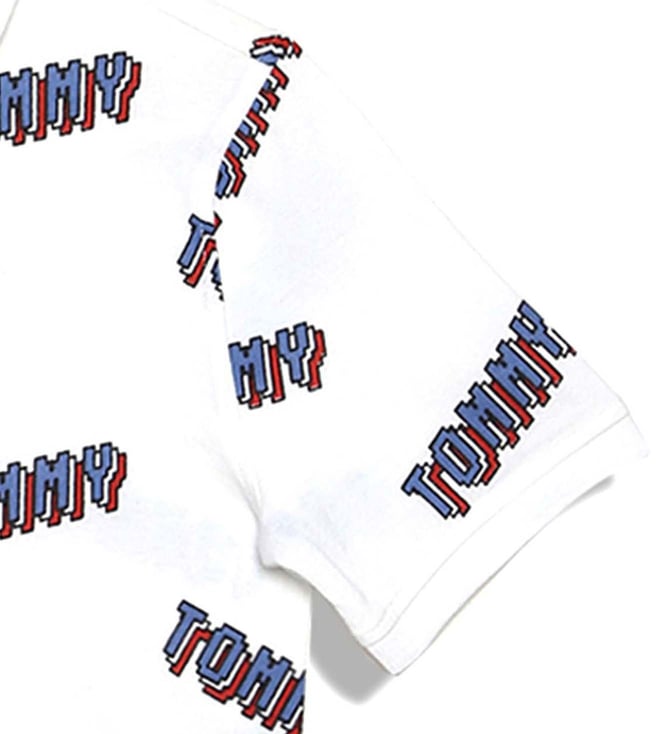 Tommy Hilfiger Kids White Printed Regular Fit Polo T-Shirt