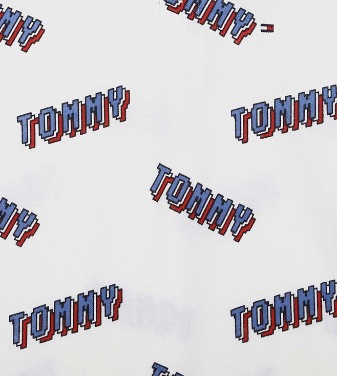 Tommy Hilfiger Kids White Printed Regular Fit Polo T-Shirt