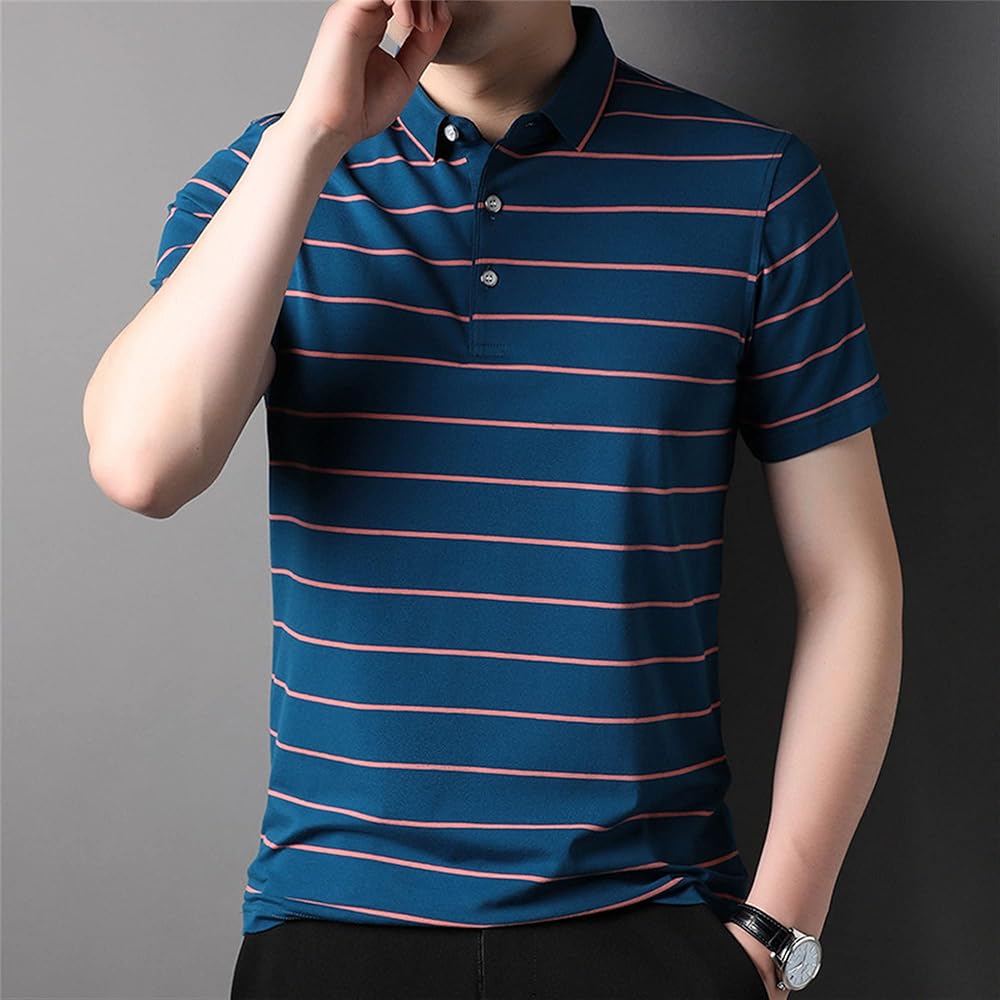 Nautica Men's Stripe Polo Shirts Short Sleeve Cotton Pique Polo