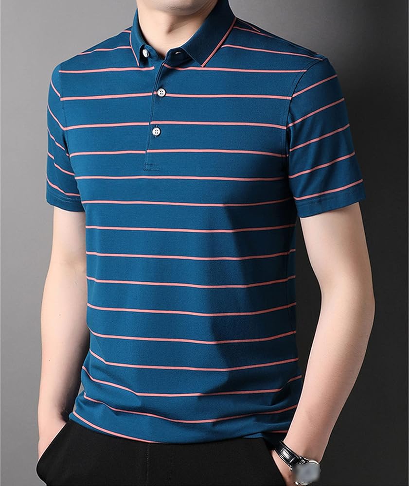 Nautica Men's Stripe Polo Shirts Short Sleeve Cotton Pique Polo