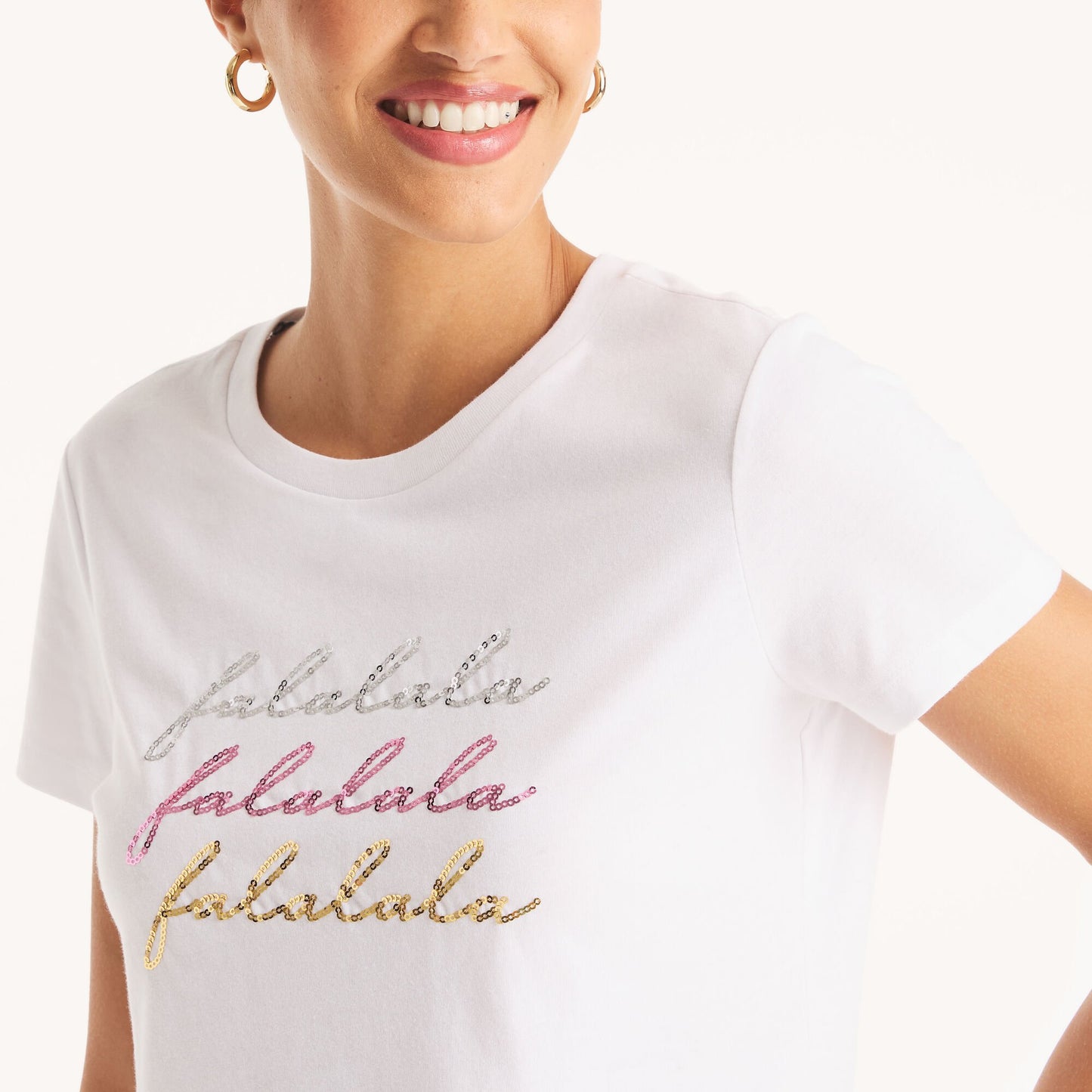 Nautica Sequin Fa-La-La-La-La Graphic T-Shirt