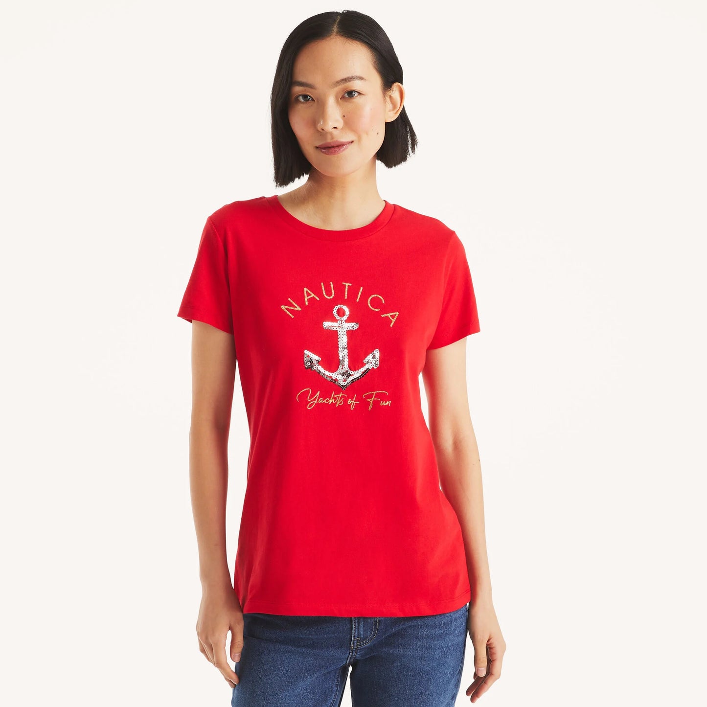Nautica Glitter Anchor Yachts of Fun Graphic T-Shirt