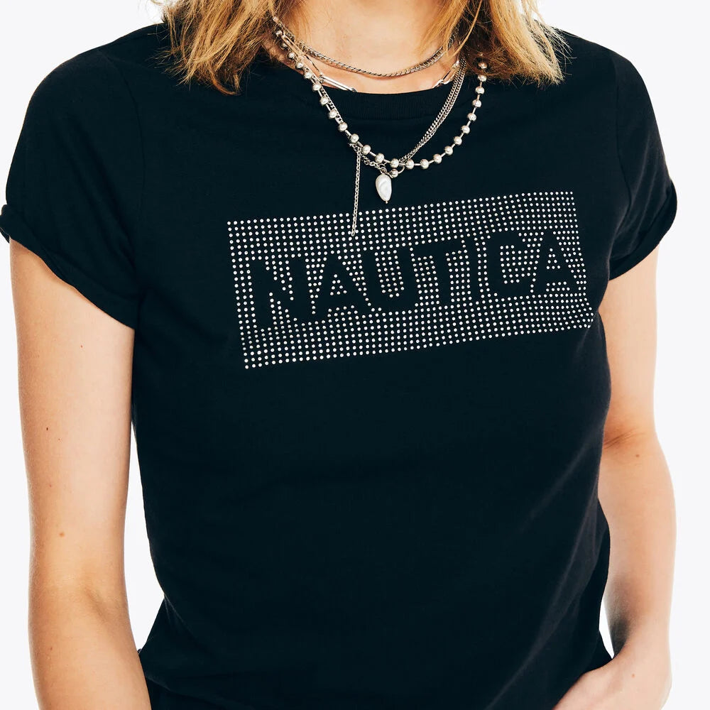 Nautica Rhinestone Logo Graphic T-Shirt
