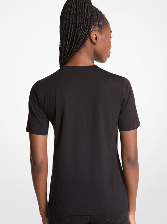 Michael Kors Studded Logo charm Organic Cotton Jersey T-Shirt