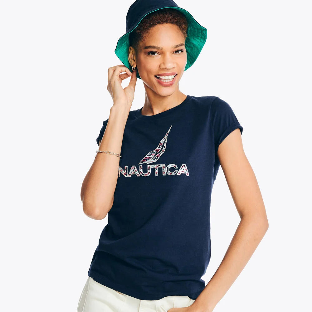 Nautica Nautica brand icon Puff Foil Graphic T-Shirt