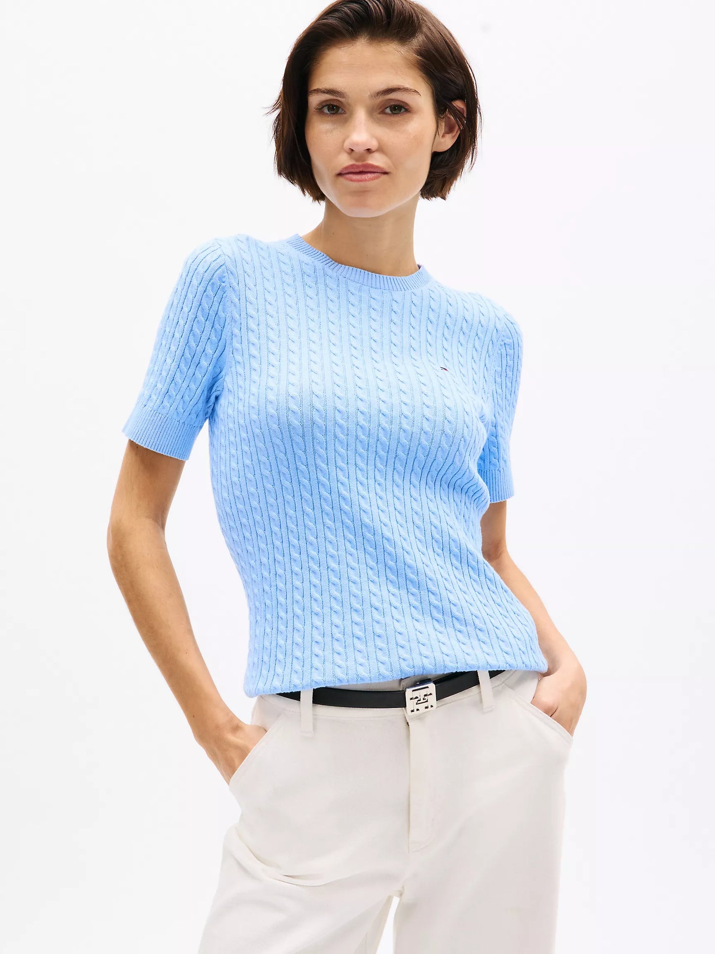 Tommy Hilfiger Short-Sleeve Cable Knit Sweater