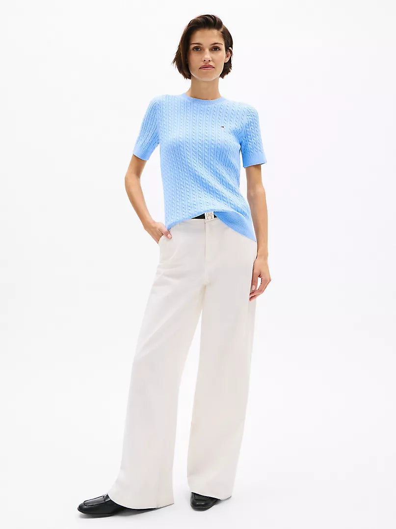 Tommy Hilfiger Short-Sleeve Cable Knit Sweater