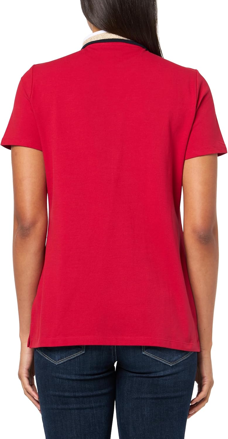 Tommy Hilfiger Tommy Hilfiger Women's Short Sleeve Lurex Tipped Cotton Pique Sportswear Top