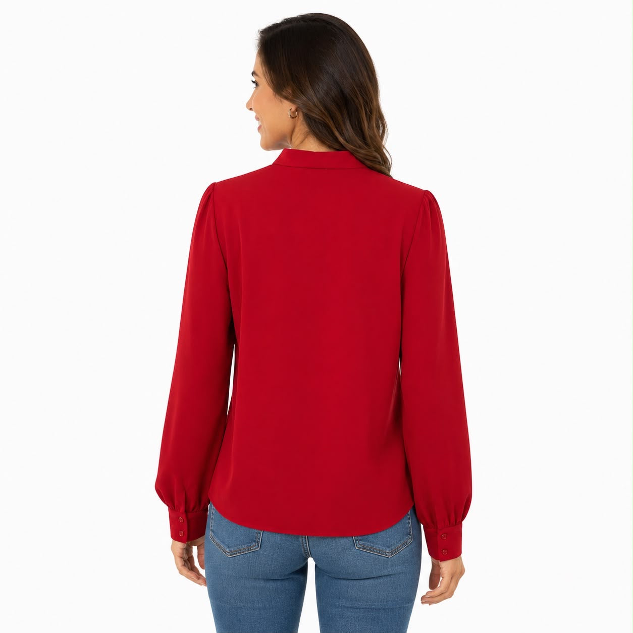 Lush Women for Blouse Plus Neck Roll Tab Sleeve Blouse