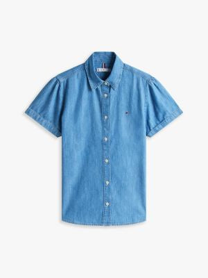 Tommy Hilfiger-Chambray Puff-Sleeve Shirt