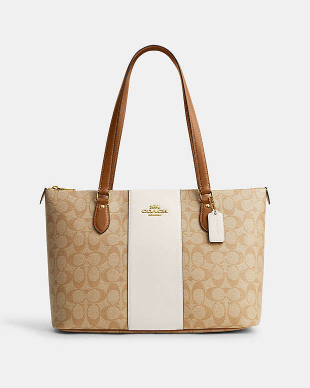Coach Gallery Tote Bag In Signature Canvas With Stripe