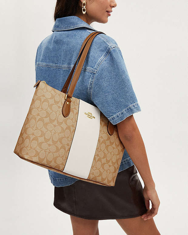 Coach Gallery Tote Bag In Signature Canvas With Stripe