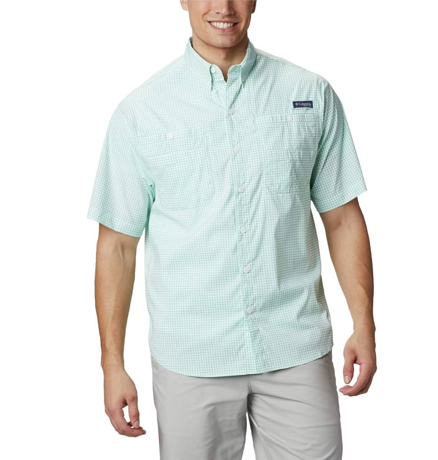 Columbia PFG Super Tamiami - Camisa de Manga Corta para Hombre, protección Solar UPF 40, Tejido Absorbente