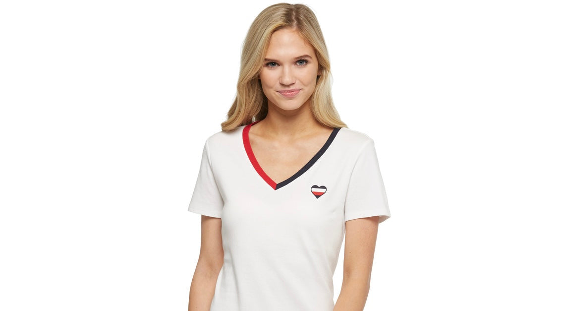 Tommy Hilfiger V Neck Heart Shirt