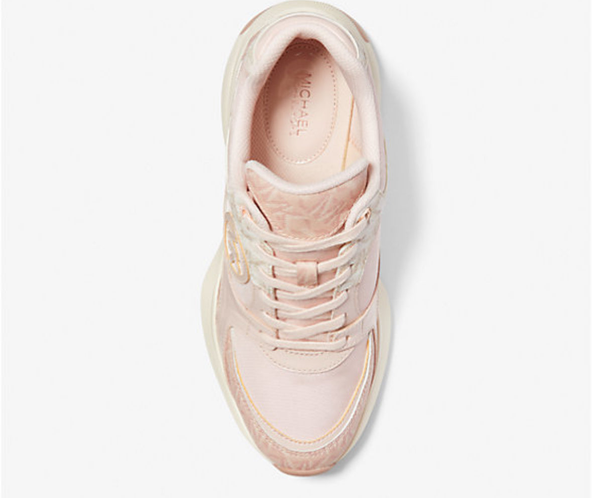 Michael Kors Zuma Two-Tone Empire Signature Logo and Mesh Trainer