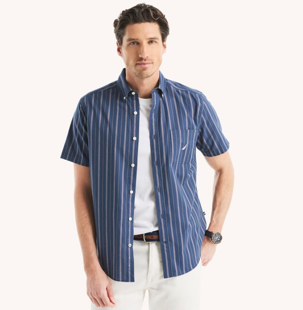 Nautica Striped Oxford Short-Sleeve Shirt