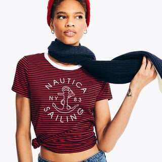 Náutica-striped sailing graphic t-shirt