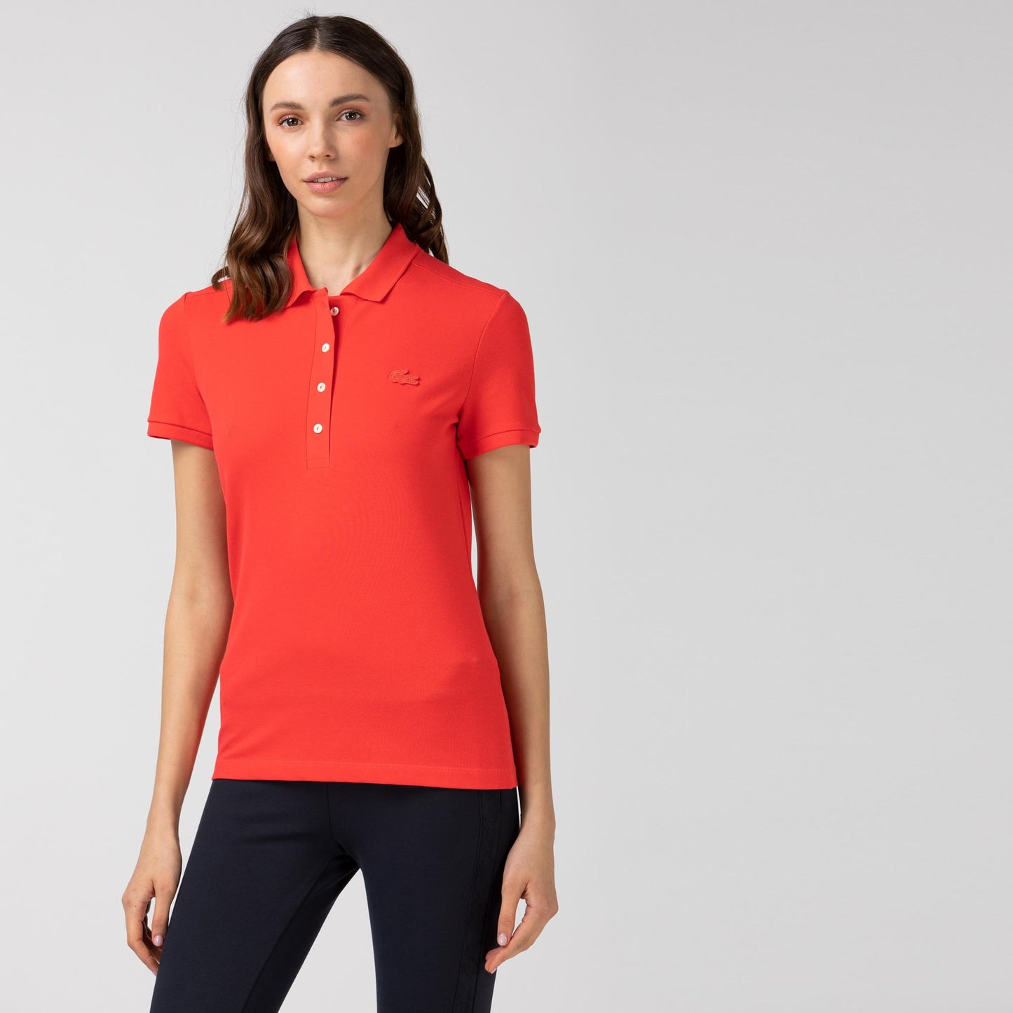 Lacoste Women's Stretch Cotton Piqué Polo Red Shirt