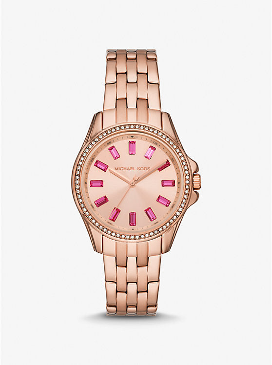 Michael Kors Mini Pilot Pavé Rose Gold-Tone Watch