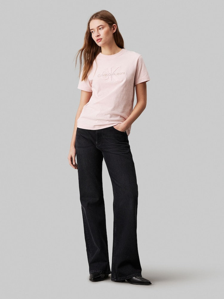 Calvin Klein Pink Regular Fit Cotton Chenille Monologo T-Shirt