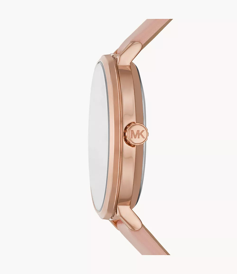 Michael Kors Three-Hand Blush Leather Watch
