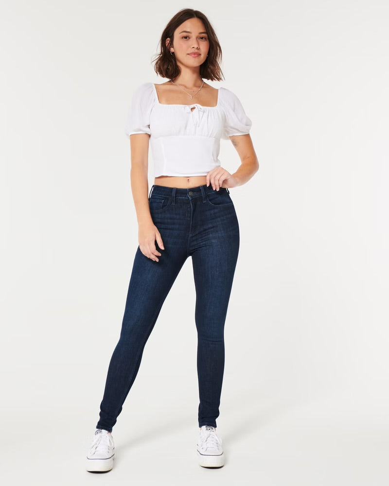 Hollister Curvy High Rise Dark Wash Super Skinny Jeans