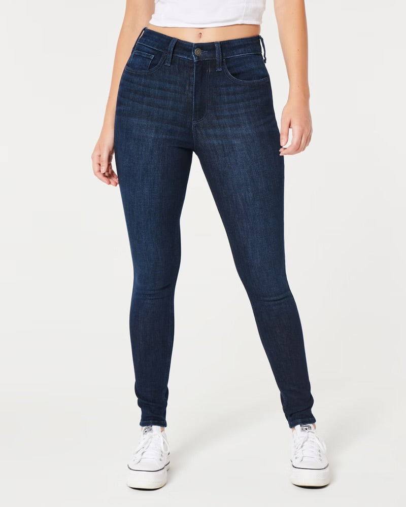 Hollister Curvy High Rise Dark Wash Super Skinny Jeans