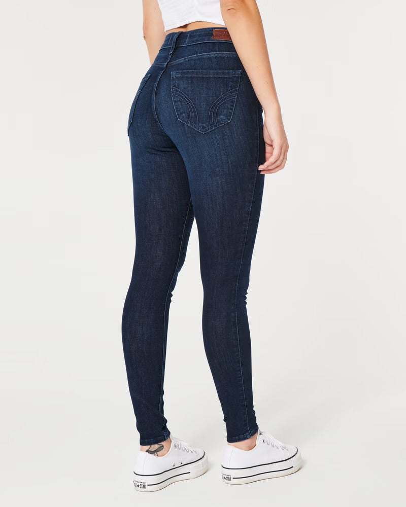 Hollister Curvy High Rise Dark Wash Super Skinny Jeans