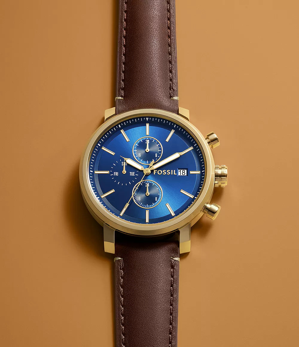 Fossil Rhett Multifunction Brown LiteHide Leather Watch