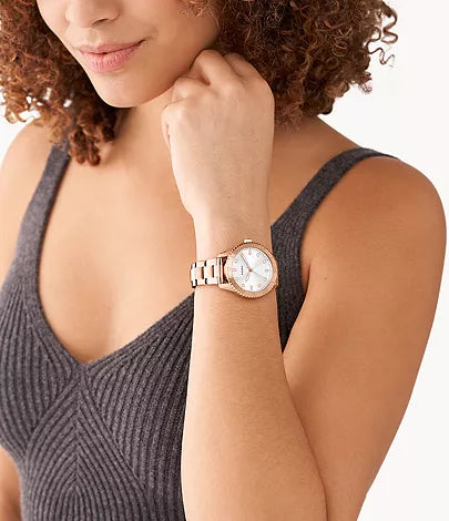Fossil Dayle Three-Hand Rose Gold-Tone Stainless Steel Watch