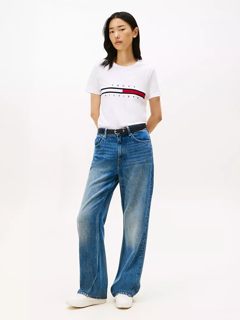 Tommy Hilfiger-Embroidered Flag Stripe Logo T-Shirt