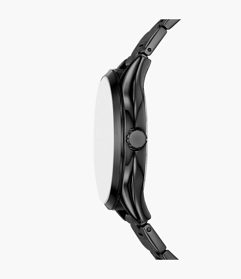 Fossil Fenmore Three-Hand Black Stainless Steel Watch