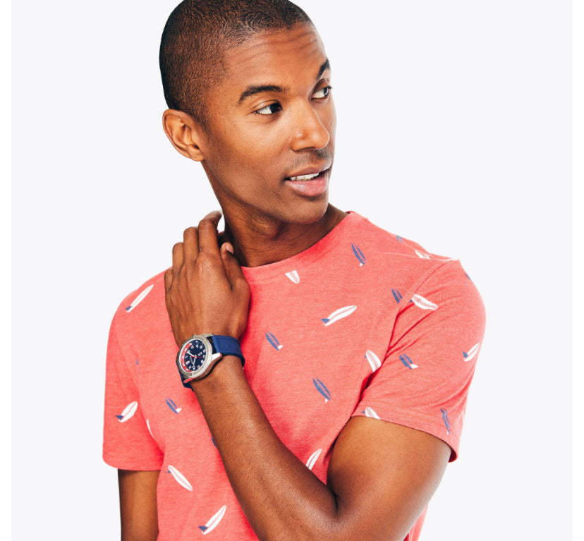 Nautica Crafted Printed Crewneck T-Shirt