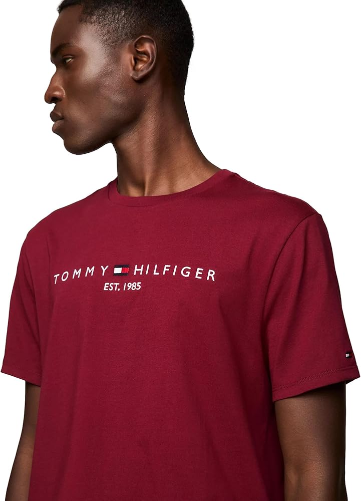 Tommy Hilfiger Men's Regular Fit Crew Neck T-Shirt with Embroidered Tommy Logo