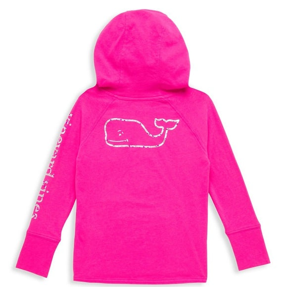 Vineyard Vines Girls Solid Foil Whale Hoodie in Tee