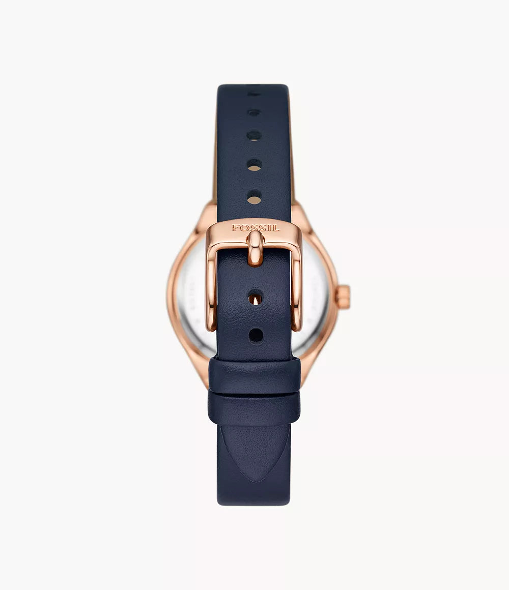 Fossil Eevie Three-Hand Date Navy Leather Watch