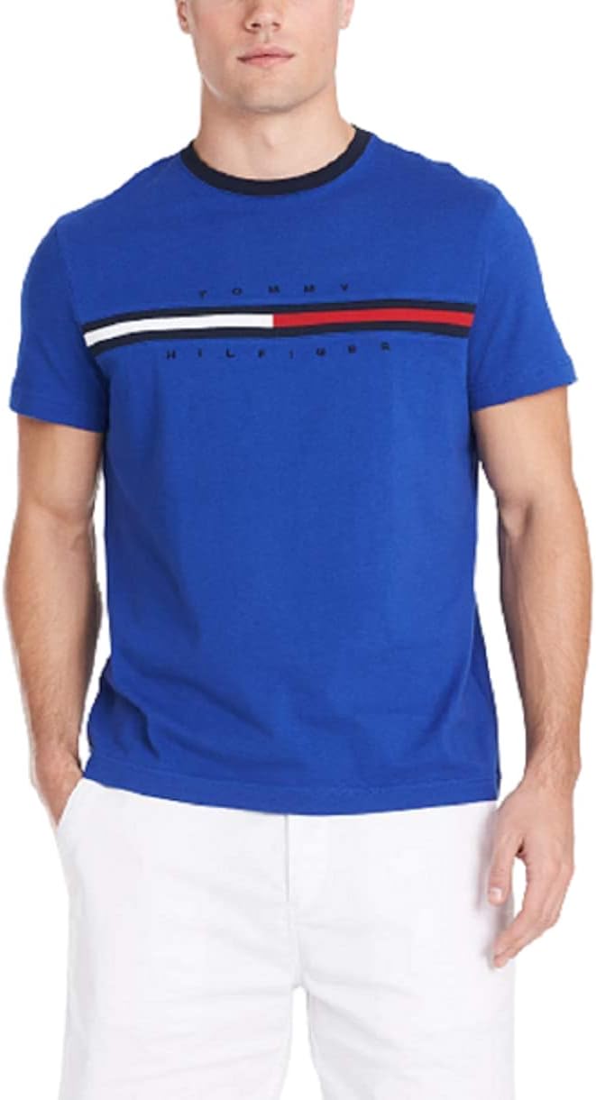 Tommy Hilfiger Men’s Short Sleeve T-Shirt with Exclusive Stripe Print
