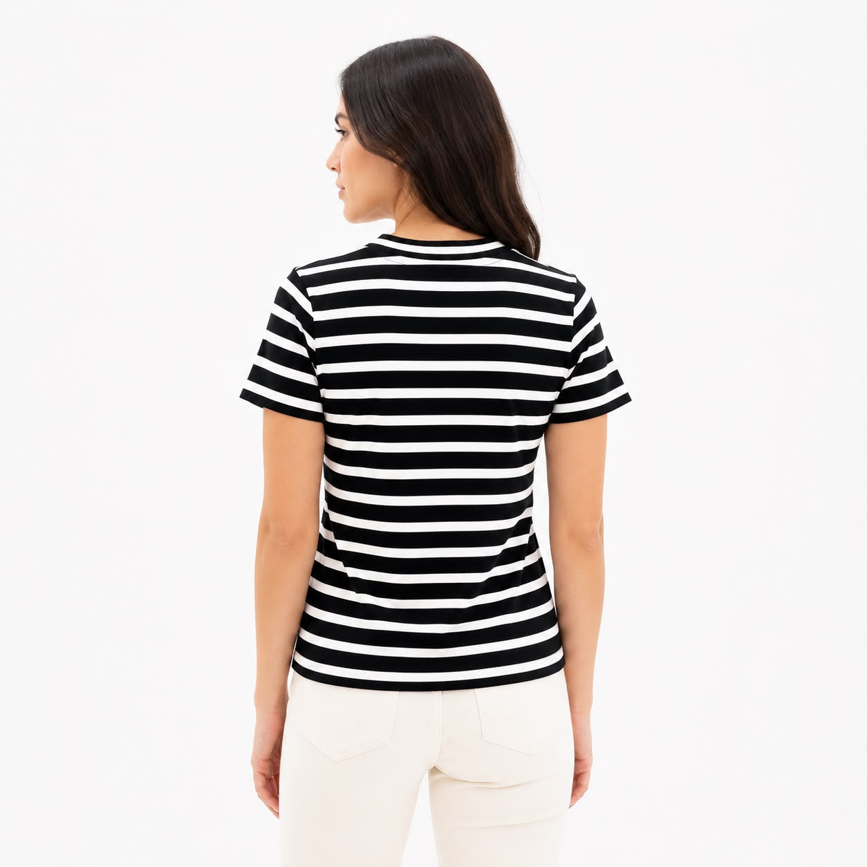 DKNY black and white striped short sleeve t-shirt