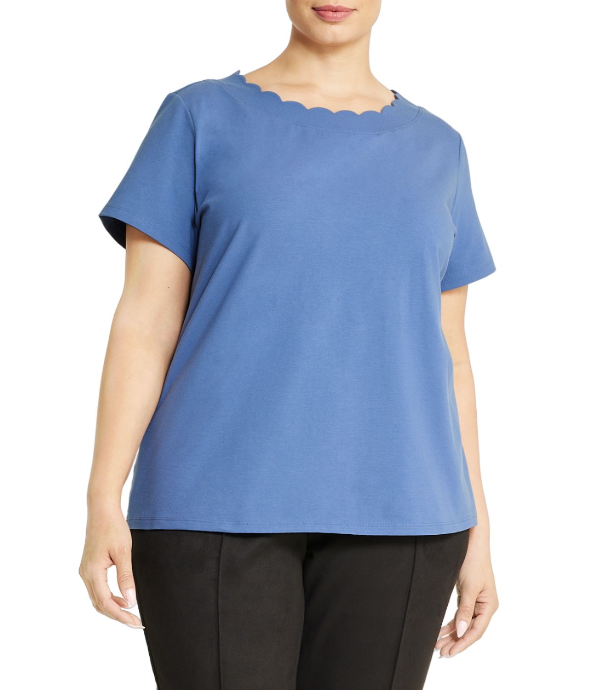 Anne Klein Plus Size Scallop Short Sleeve T-Shirt
