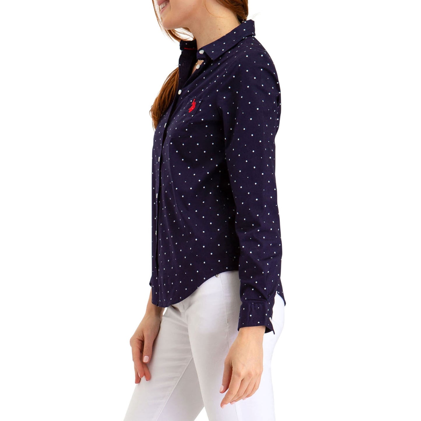 US Polo Assn. Women's Polka Dot Stretch Poplin