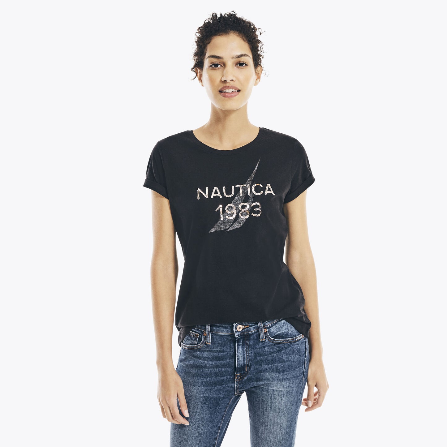Nautica Sustainably Crafted Sequin Logo T-Shirt