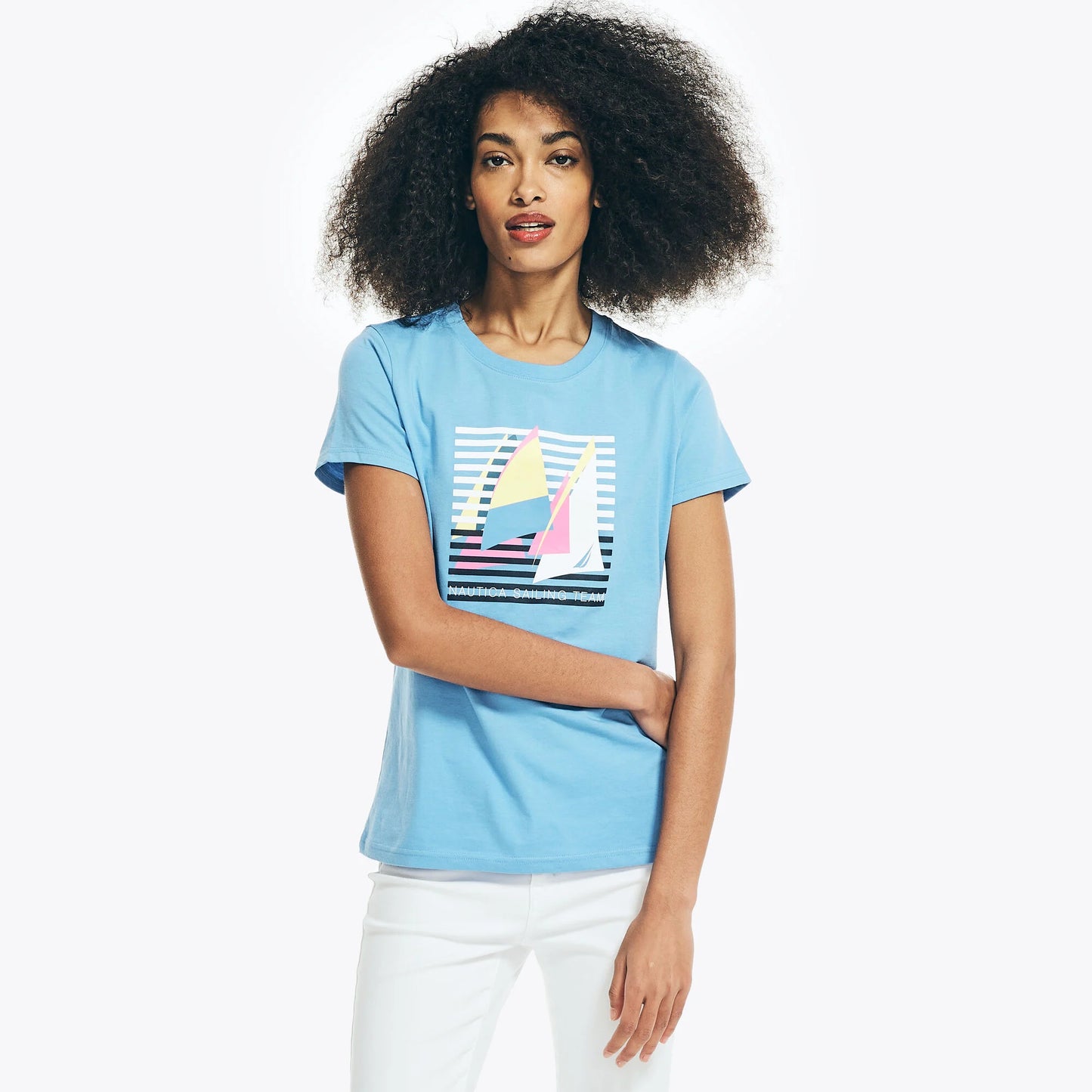 Nautica Sustainably Crafted Striped Sailboat Graphic T-Shirt